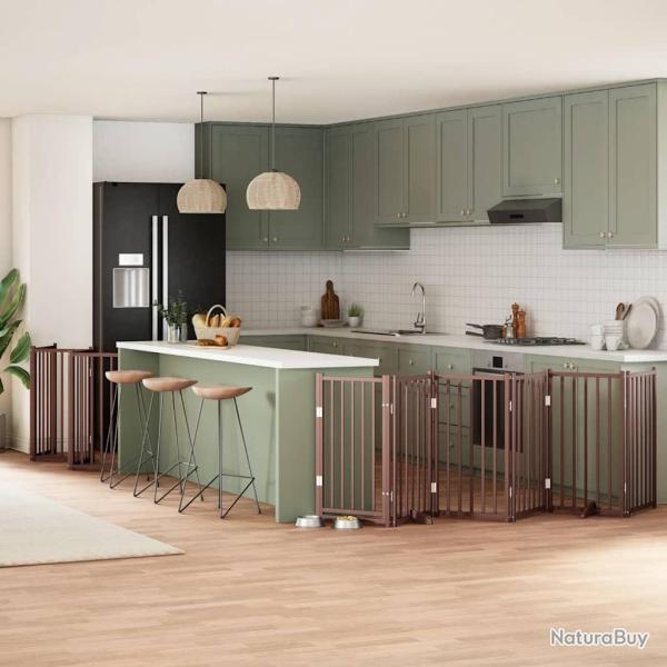 Barri�re pour chien porte pliable 12 panneaux bois de peuplier