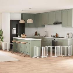 Barri&egrave;re pour chien porte pliable 12 panneaux bois de peuplier
