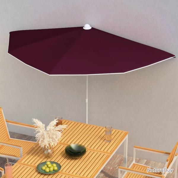 Demi-parasol de jardin avec m�t 180x90 cm rouge bordeaux