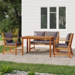 Ensemble &agrave; manger de jardin 4 pcs coussins Bois acacia