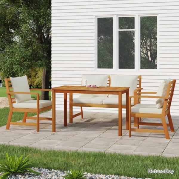 Ensemble � manger de jardin 4 pcs coussins Bois acacia