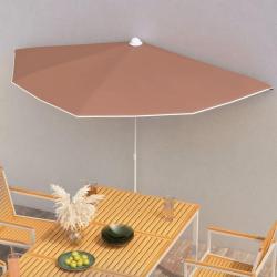 Demi-parasol de jardin avec m&acirc;t 180x90 cm terre cuite