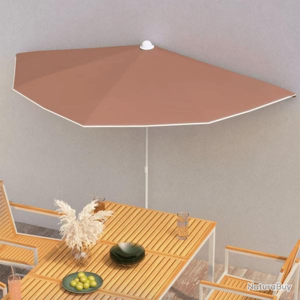 Demi-parasol de jardin avec m�t 180x90 cm terre cuite