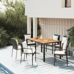 Ensemble &agrave; manger de jardin coussins 5pcs Noir R&eacute;sine tress&eacute;e