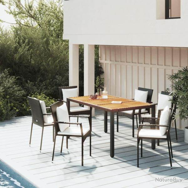 Ensemble � manger de jardin coussins 5pcs Noir R�sine tress�e