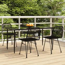 Ensemble &agrave; manger de jardin 5 pcs Noir R&eacute;sine tress&eacute;e
