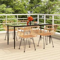 Ensemble &agrave; manger de jardin 5pcs R&eacute;sine tress&eacute;e