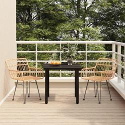 Ensemble &agrave; manger de jardin 3 pcs R&eacute;sine tress&eacute;e