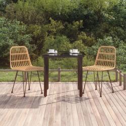 Ensemble &agrave; manger de jardin 3 pcs R&eacute;sine tress&eacute;e