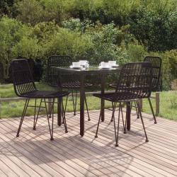 Ensemble &agrave; manger de jardin 5 pcs Noir R&eacute;sine tress&eacute;e