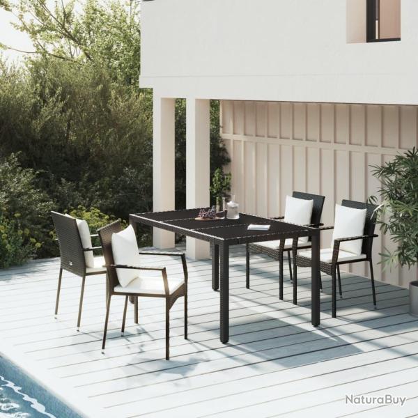 Ensemble � manger de jardin coussins 5pcs Noir R�sine tress�e