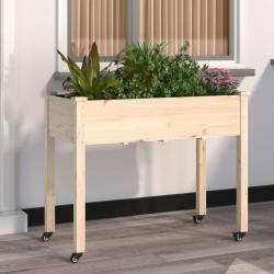 Jardini&egrave;re sur roues avec doublure 118x59x80 cm bois de sapin