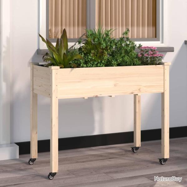 Jardini�re sur roues avec doublure 118x59x80 cm bois de sapin