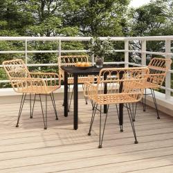 Ensemble &agrave; manger de jardin 5pcs R&eacute;sine tress&eacute;e