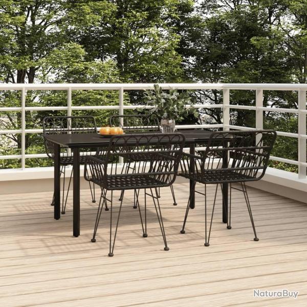 Ensemble � manger de jardin 5 pcs Noir R�sine tress�e