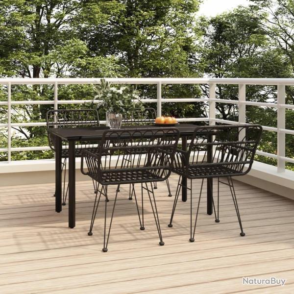 Ensemble � manger de jardin 5 pcs Noir R�sine tress�e