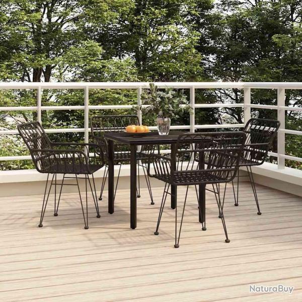 Ensemble � manger de jardin 5 pcs Noir R�sine tress�e