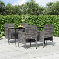 Ensemble &agrave; manger de jardin et coussins 5pcs Gris/noir