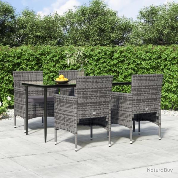 Ensemble � manger de jardin et coussins 5pcs Gris/noir