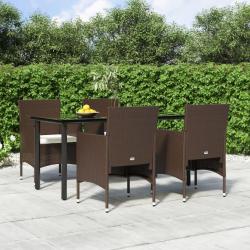 Ensemble &agrave; manger de jardin coussins 5 pcs Marron/noir