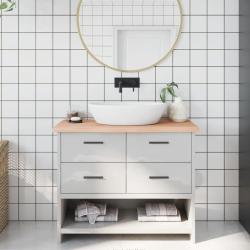 Comptoir de salle de bain 100x40x(2-4)cm bois massif non trait&eacute;