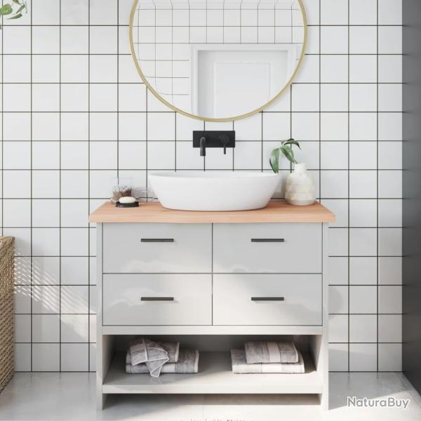 Comptoir de salle de bain 100x40x(2-4)cm bois massif non trait�