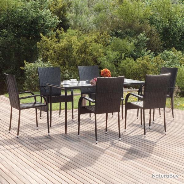 Ensemble � manger de jardin 7 pcs Noir R�sine tress�e