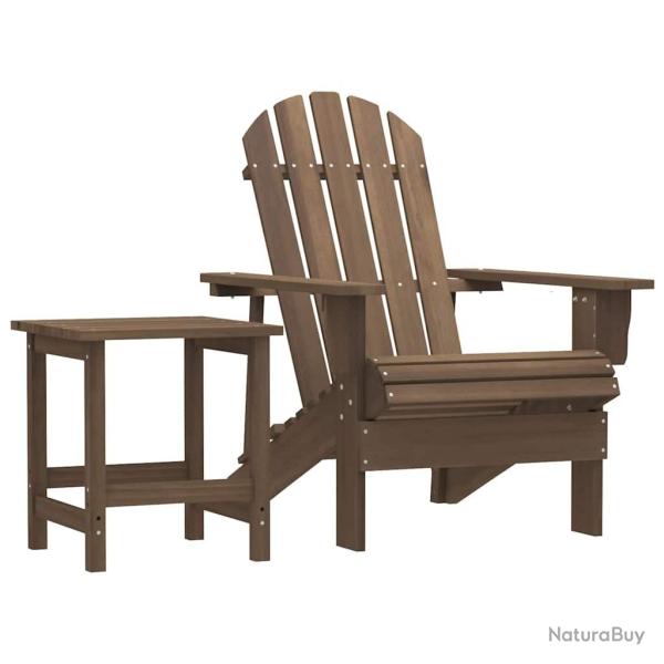 Chaise de jardin Adirondack avec table Bois de sapin Marron
