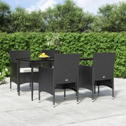 Ensemble &agrave; manger de jardin avec coussins 5 pcs Noir