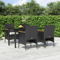 Ensemble &agrave; manger de jardin avec coussins 5 pcs Noir