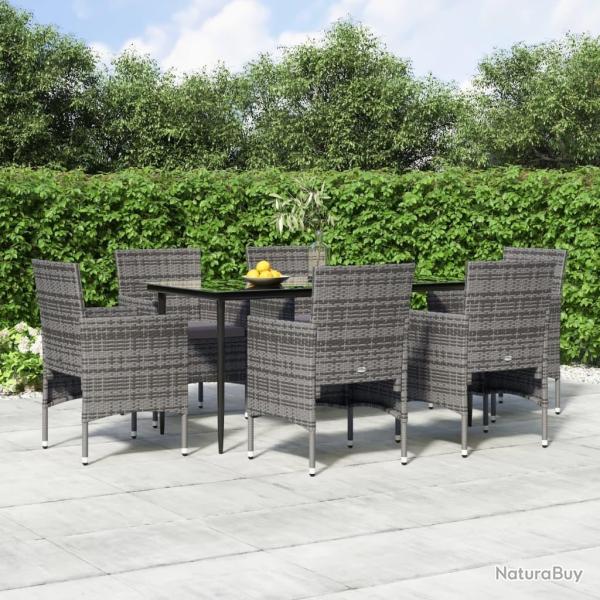 Ensemble � manger de jardin coussins 7pcs Gris et noir