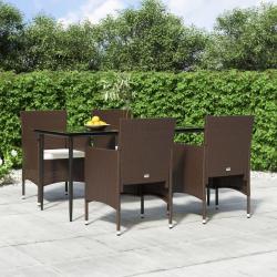 Ensemble &agrave; manger de jardin coussins 5 pcs Marron/noir