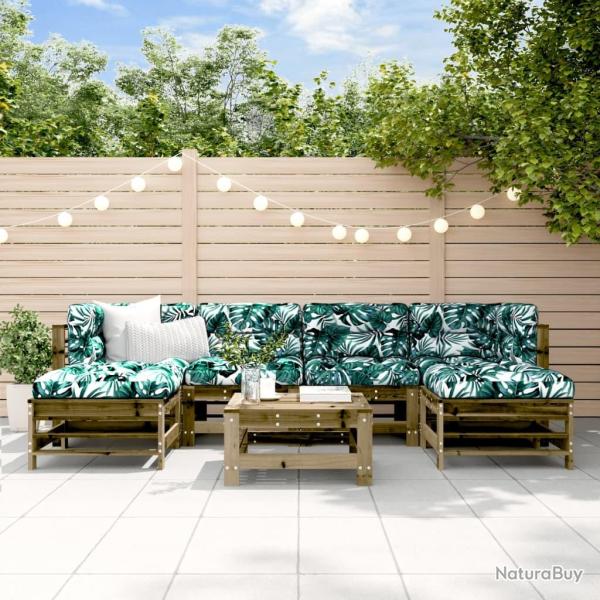 Salon de jardin 7 pcs bois de pin impr�gn�