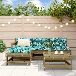 Salon de jardin 5 pcs avec coussins bois de pin impr&eacute;gn&eacute;
