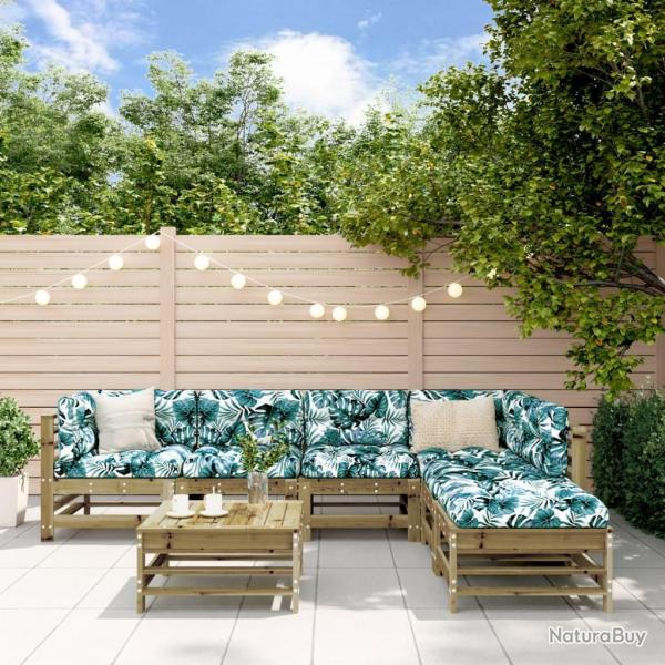 Salon de jardin 7 pcs bois de pin impr�gn�