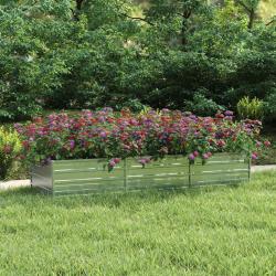 Lit sur&eacute;lev&eacute; de jardin 240x80x45 cm Acier galvanis&eacute; Argent&eacute;