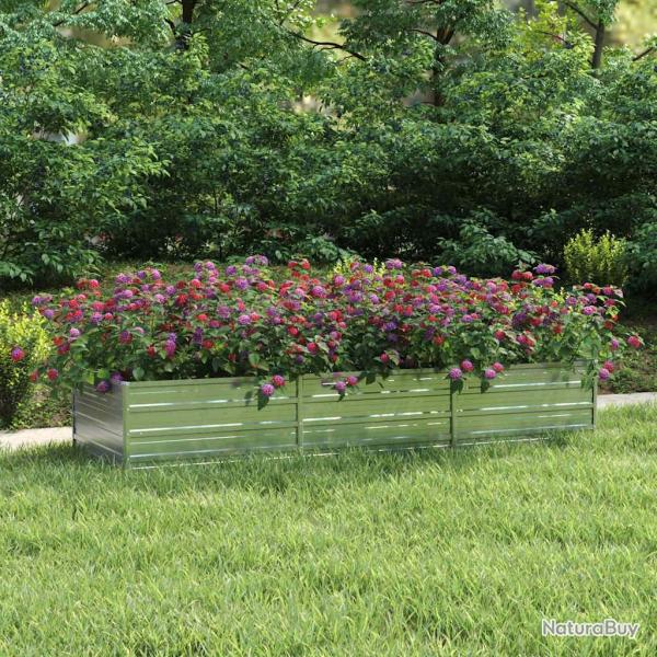 Lit sur�lev� de jardin 240x80x45 cm Acier galvanis� Argent�