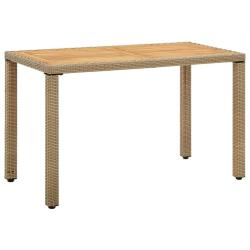 Table de jardin Beige 123x60x74 cm R&eacute;sine tress&eacute;e bois massif