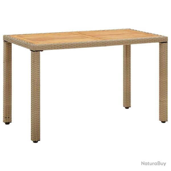 Table de jardin Beige 123x60x74 cm R�sine tress�e bois massif