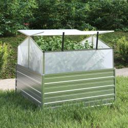 Lit sur&eacute;lev&eacute; de jardin avec serre 100x100x85 cm Argent&eacute;