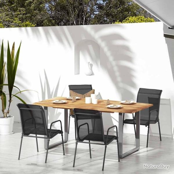 Chaises de jardin 4 pcs Acier et textil�ne Noir