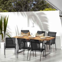 Chaises de jardin lot de 6 Acier et textil&egrave;ne Noir