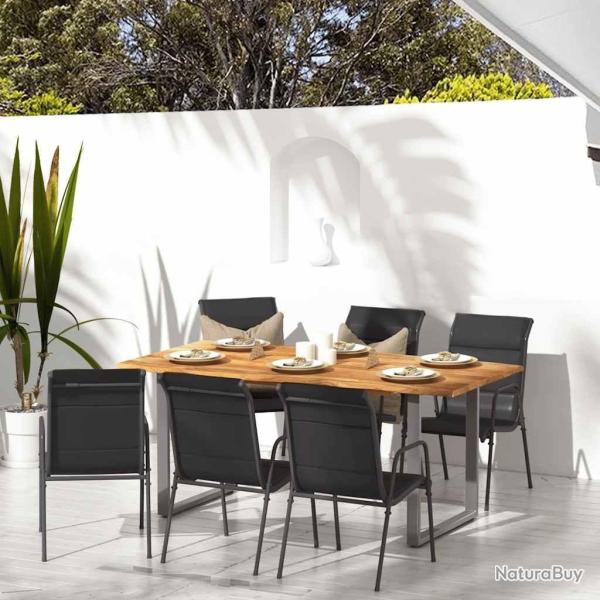 Chaises de jardin lot de 6 Acier et textil�ne Noir