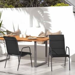 Chaises de jardin lot de 2 Acier et textil&egrave;ne Noir
