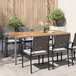 Table de jardin 190x90x75 cm R&eacute;sine tress&eacute;e/bois d'acacia Gris