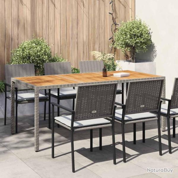 Table de jardin 190x90x75 cm R�sine tress�e/bois d'acacia Gris