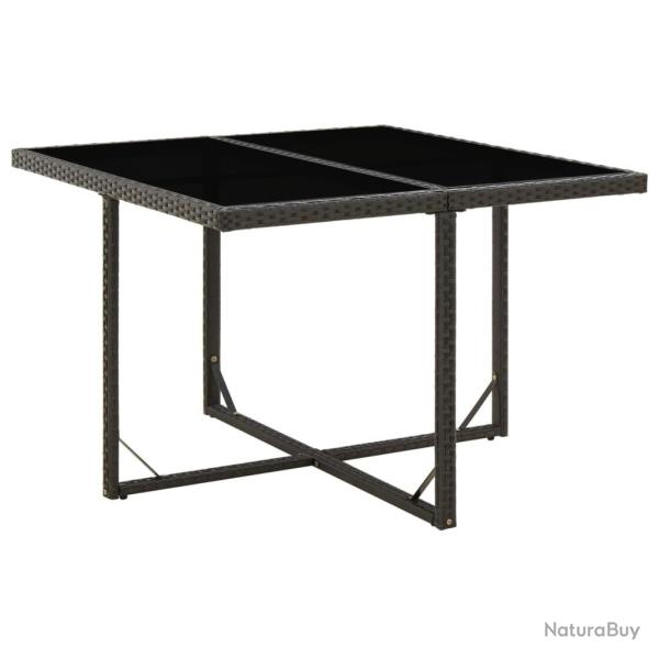 Table de jardin Noir 109x107x74 cm R�sine tress�e et verre