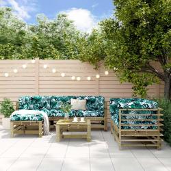 Salon de jardin 7 pcs bois de pin impr&eacute;gn&eacute;