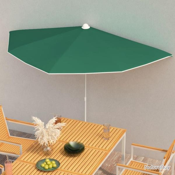 Demi-parasol de jardin avec m�t 180x90 cm vert