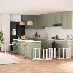 Barri&egrave;re pour chien porte pliable 8panneaux blanc bois peuplier